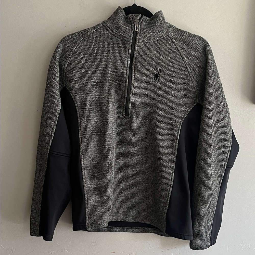 Spyder Men's Charcoal and Black Zip-Up Sweater